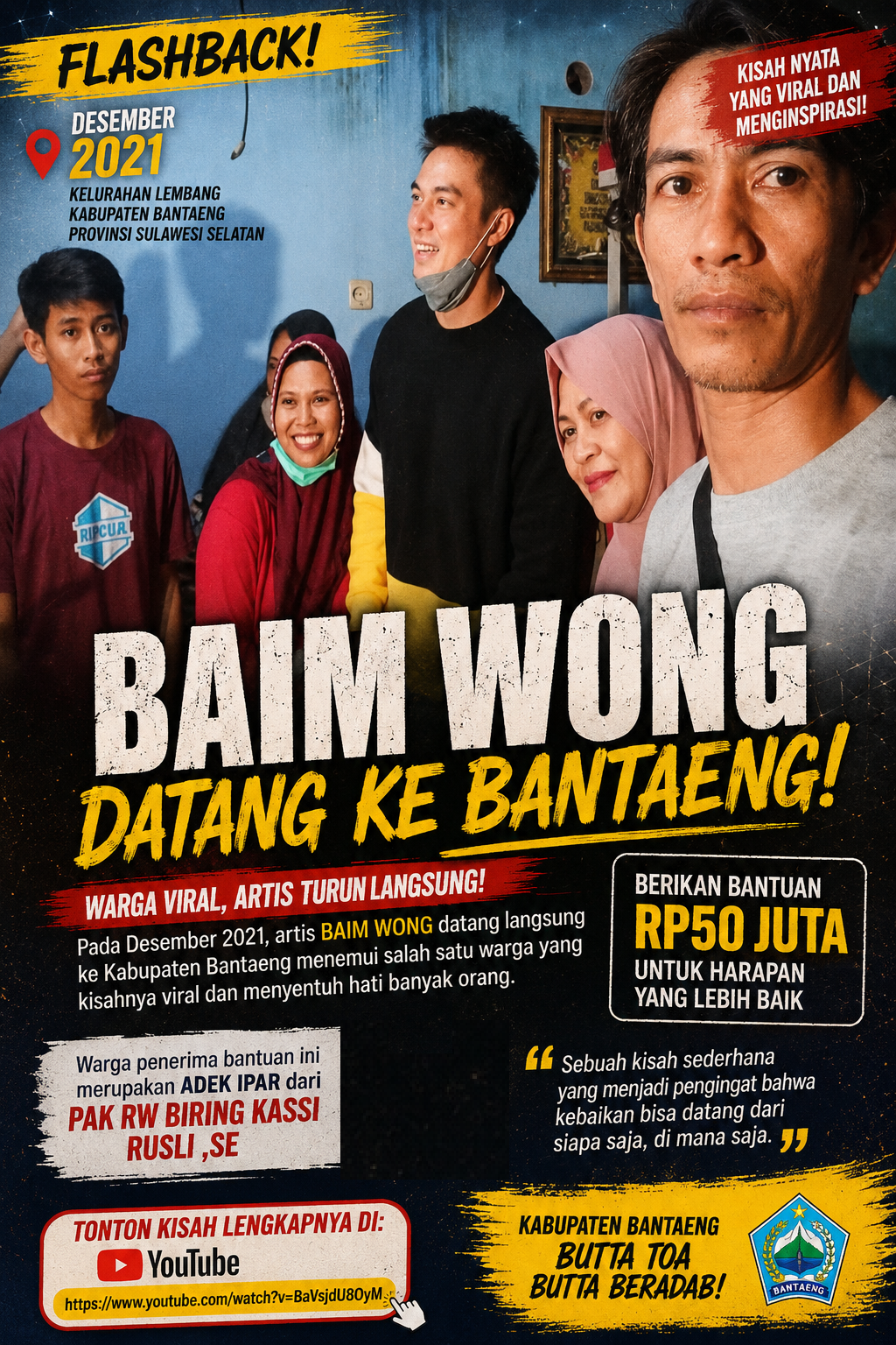 “FLASHBACK VIRAL! Ternyata Baim Wong Pernah Datang ke Bantaeng, Warga Lembang Jadi Sorotan dan Terima Bantuan Rp50 Juta”